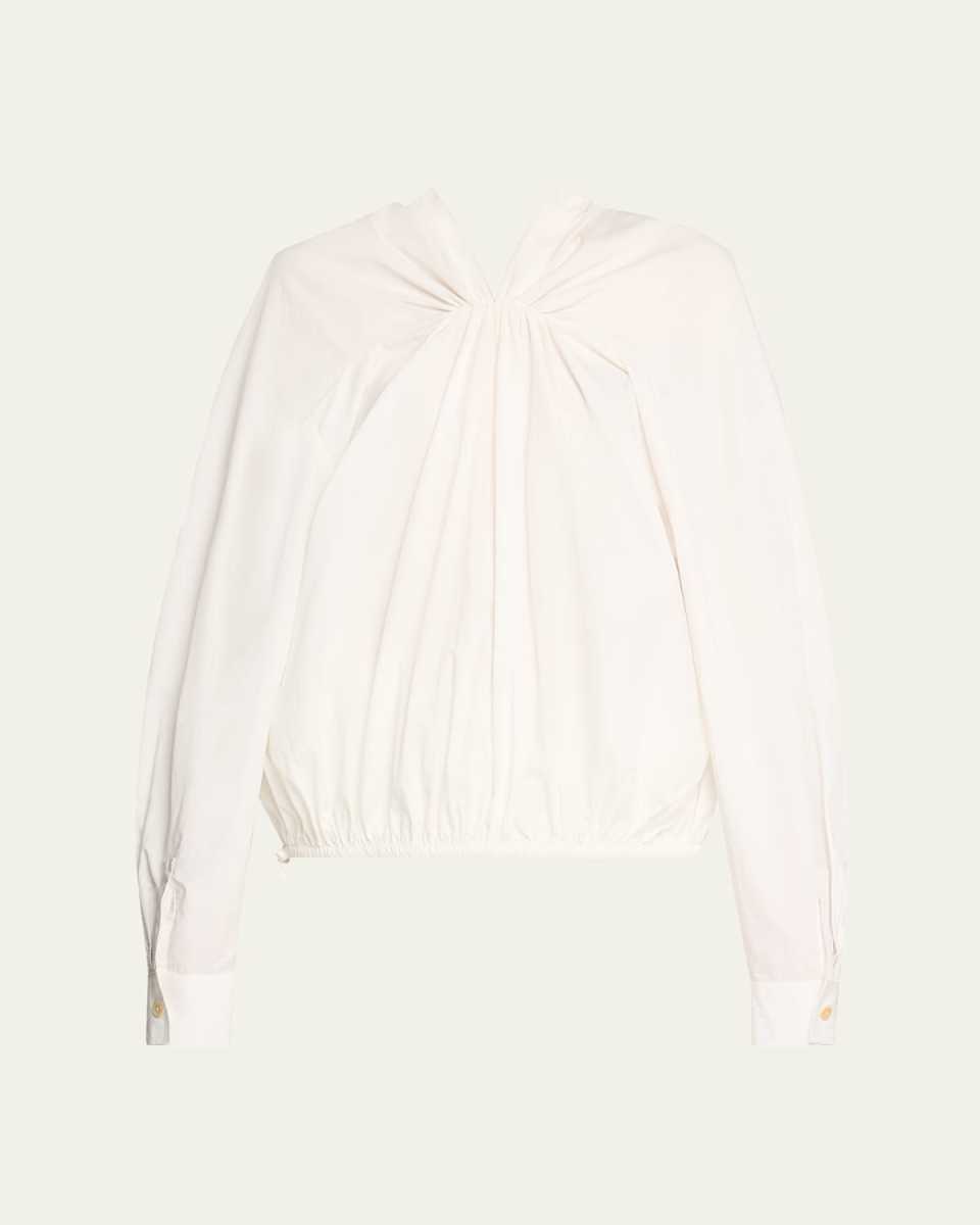 Braceback Poplin Gathered Drawstring Balloon Top